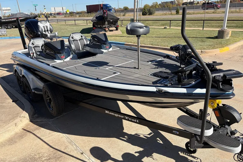 Slide: The Image of 2026 Ranger Z521R Cup-Equipped boat on trailer, parked outdoors. - 4