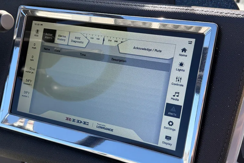 Slide: The Image of Touchscreen display of 2026 Ranger Z521R Cup-Equipped boat showing diagnostic interface. - 54