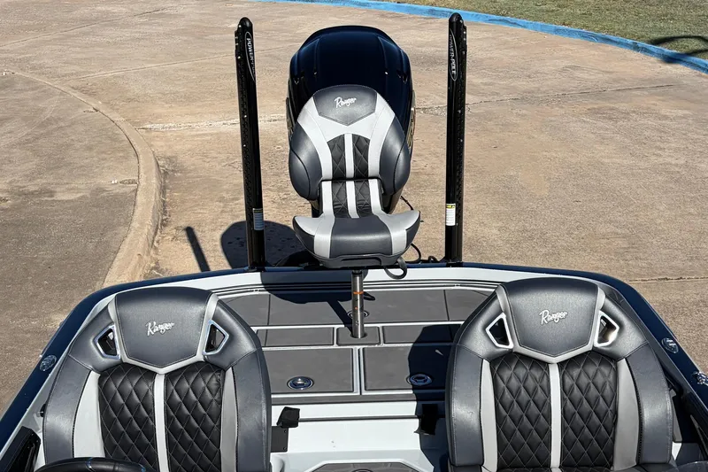 Slide: The Image of 2026 Ranger Z521R Cup-Equipped boat interior with stylish seating and modern design. - 60