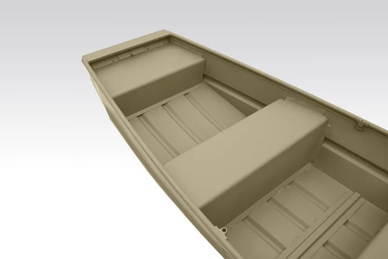 Slide: The Image of 2026 Tracker Grizzly 10 Jon boat on concrete surface, featuring durable design and spacious interior. - 3