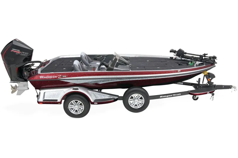 Slide: The Image of 2026 Ranger Z518 Cup-Equipped boat deck with fishing rods secured. - 9
