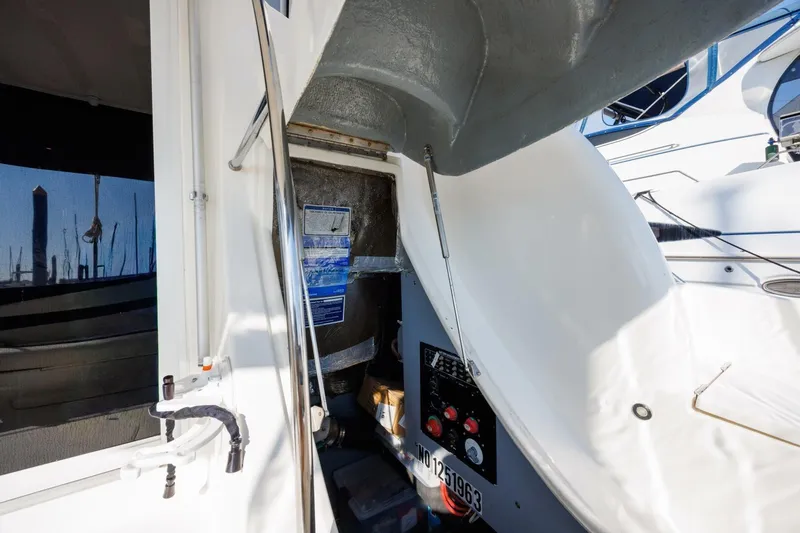 Slide: The Image of 2010 Meridian 391 Sedan yacht interior with control panel and equipment. - 20