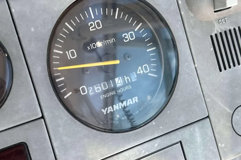 Slide: The Image of Close-up of Yanmar engine hour meter on 2004 Henriques 35 Express boat. - 33