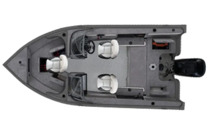 Slide: The Image of Manufacturer Provided Image: Top view of a 2015 Starweld 1700 boat with seating and steering console. - 6