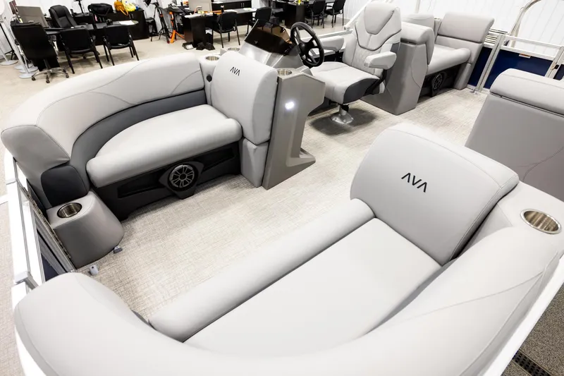 Slide: The Image of Luxurious interior of 2026 Avalon VLS QL pontoon boat with plush seating. - 10