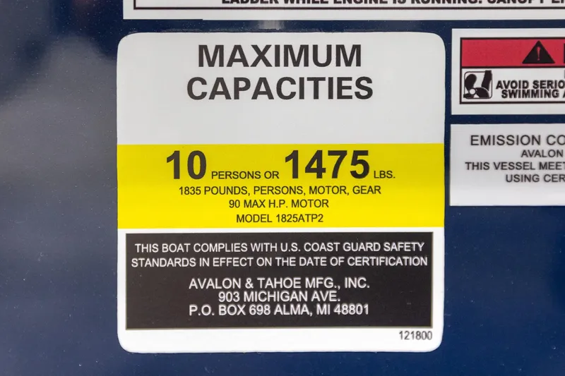 Slide: The Image of Stainless steel cleat on 2026 Avalon VLS QL boat, Reeder-Trausch Marine branding. - 50