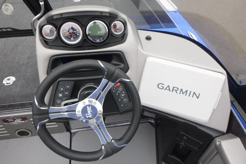 Slide: The Image of 2026 Ranger 620FS Cup Equipped boat dashboard with Garmin navigation system. - 23