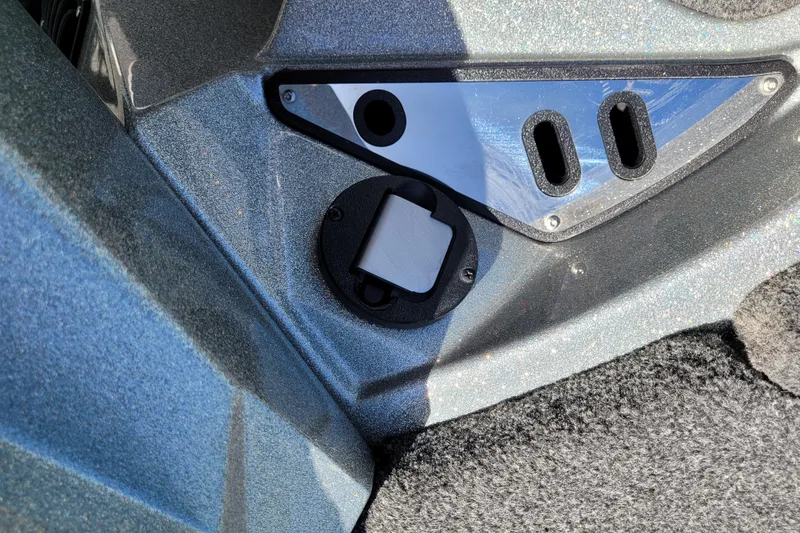 Slide: The Image of 2020 Ranger Z521L boat interior detail with metallic finish and control panel. - 34