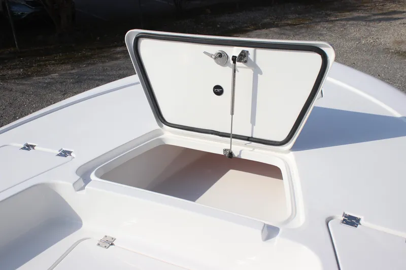 Slide: The Image of Open storage compartment on 2026 Tidewater 2110 Bay Max boat deck. - 14