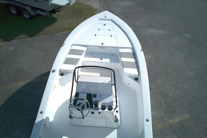 Slide: The Image of Overhead view of 2026 BlackJack 224 boat with sleek white design and spacious deck. - 8