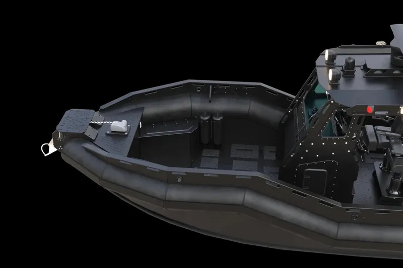 Slide: The Image of 2022 DGS 777 Military Version boat, black hull, advanced design, side view. - 7