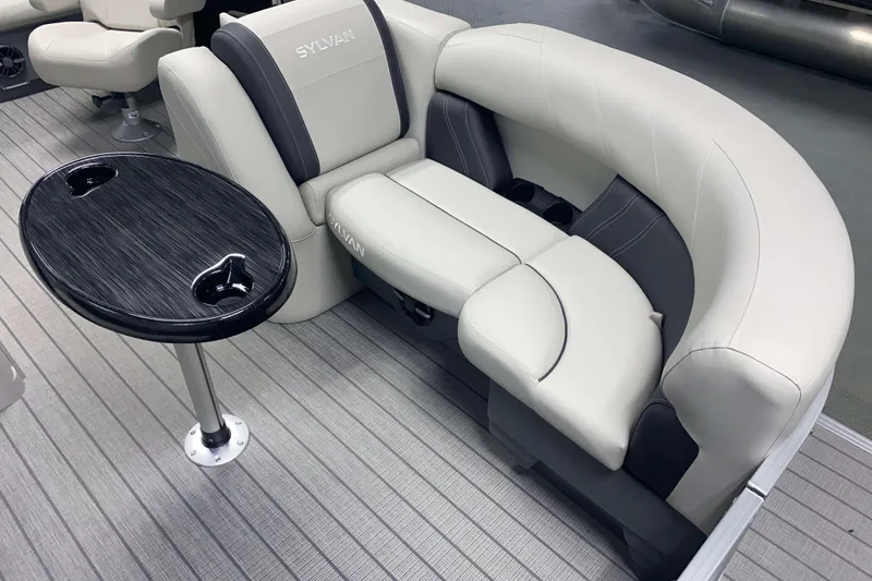 Slide: The Image of Luxurious Sylvan 8 boat seating with sleek table, 2025 model. - 4