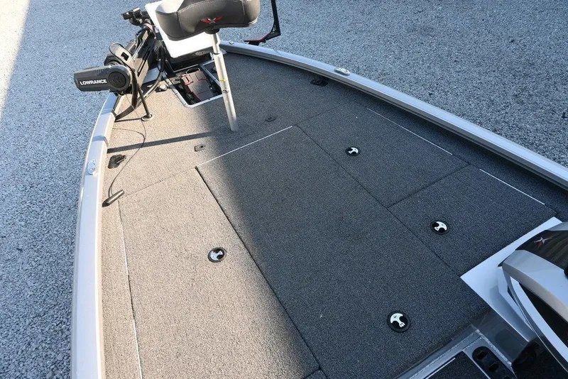 Slide: The Image of 2023 Vexus AVX2080 boat deck with Lowrance equipment and seating. - 6