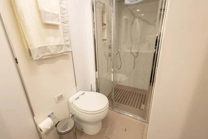 Slide: The Image of Luxurious bathroom in 2021 Azimut Fly 72 yacht with modern shower and toilet. - 37