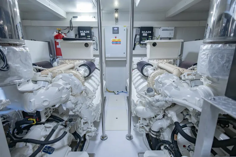Slide: The Image of Engine room of 2021 Azimut Fly 72 yacht with dual MAN engines. - 71