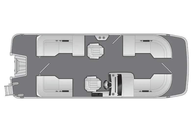 The Image of Manufacturer Provided Image: 2026 Bennington 22 M Open Fastback Quad Bench boat layout, top view. - 1