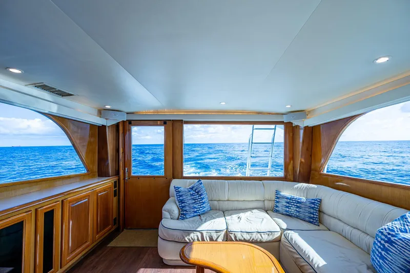 Slide: The Image of Luxurious interior of 1998 Viking 50 Convertible yacht with ocean view. - 30