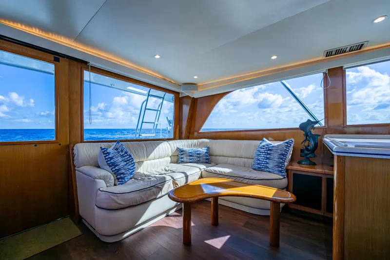 Slide: The Image of Luxurious interior of 1998 Viking 50 Convertible yacht with ocean view. - 31
