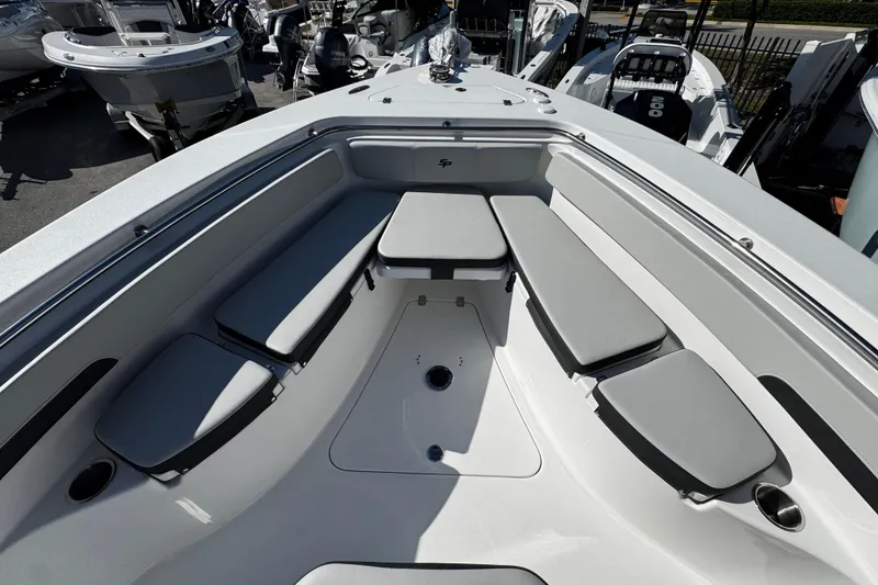 Slide: The Image of 2026 Sea Pro 242 Center Console boat with spacious seating and sleek design. - 49