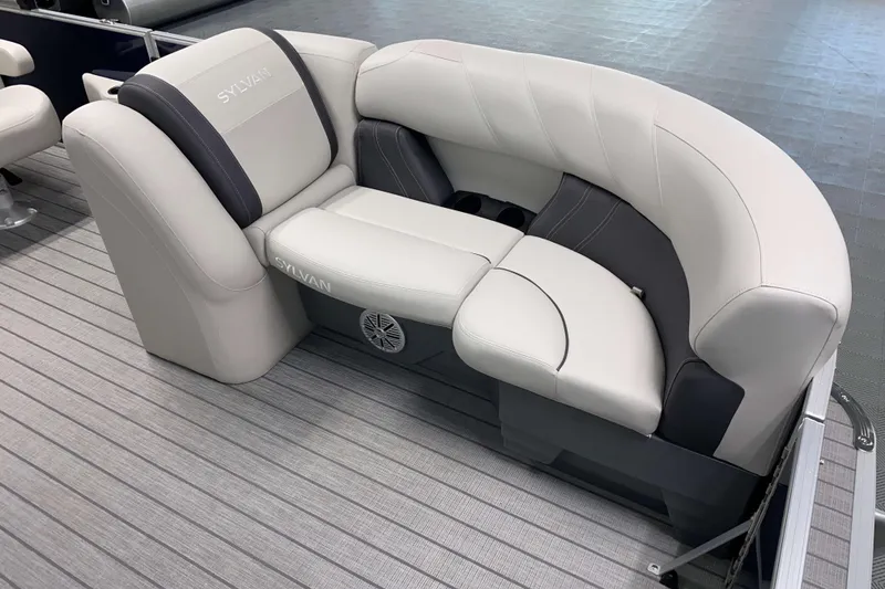 Slide: The Image of Luxurious seating on 2026 Sylvan Mirage 8522 LZ pontoon boat, featuring elegant design and comfort. - 3