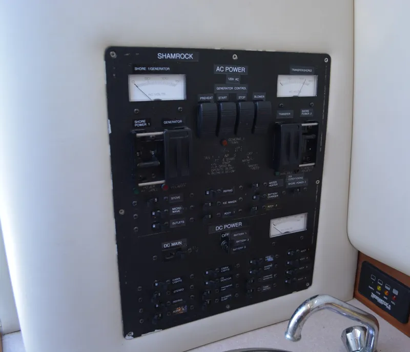 Slide: The Image of Electrical control panel on a 2001 Shamrock 290 Walkaround boat. - 23