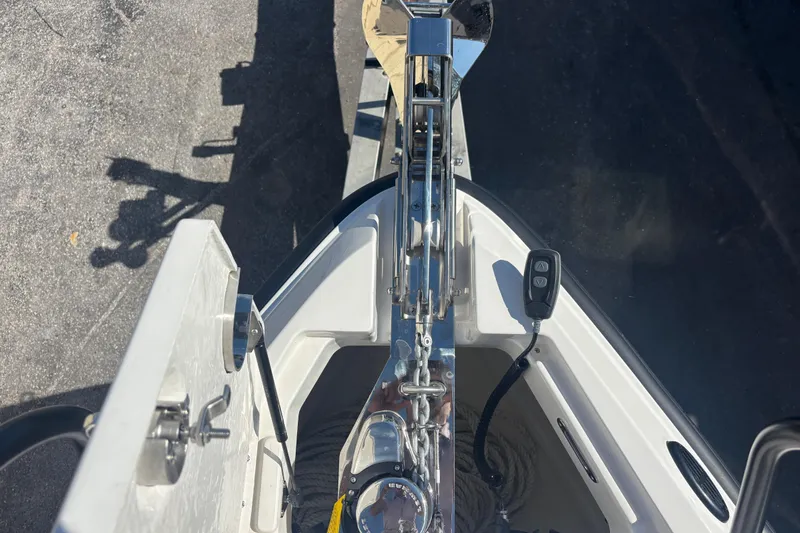 Slide: The Image of Bow view of 2026 Navan C30 boat with anchor and control panel. - 28