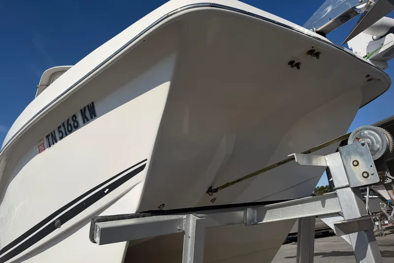 Slide: The Image of 2018 Twin Vee 260 CC SE boat on trailer, close-up view. - 17