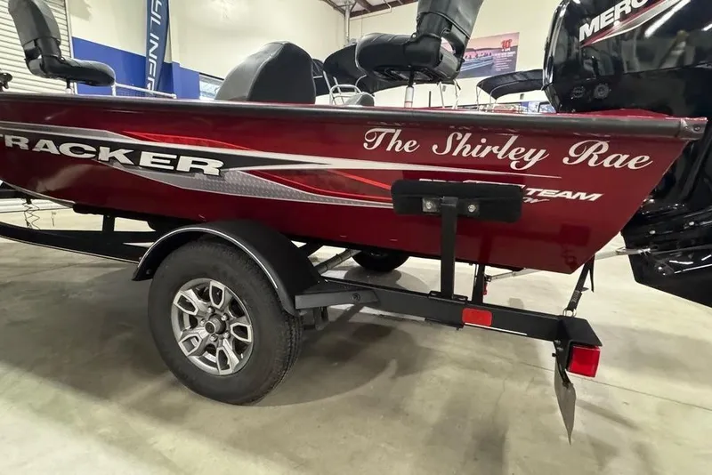 Slide: The Image of 2021 Tracker Pro Team 175 TXW boat, red with custom "The Shirley Rae" lettering. - 20