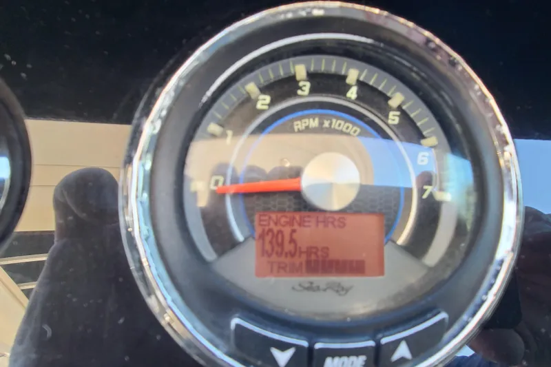 Slide: The Image of Close-up of 2014 Sea Ray 350 SLX tachometer showing 139.5 engine hours. - 13