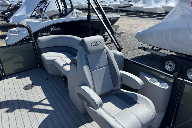 Slide: The Image of 2026 Bentley Pontoons Legacy 223 Navigator with luxurious seating and modern design. - 11