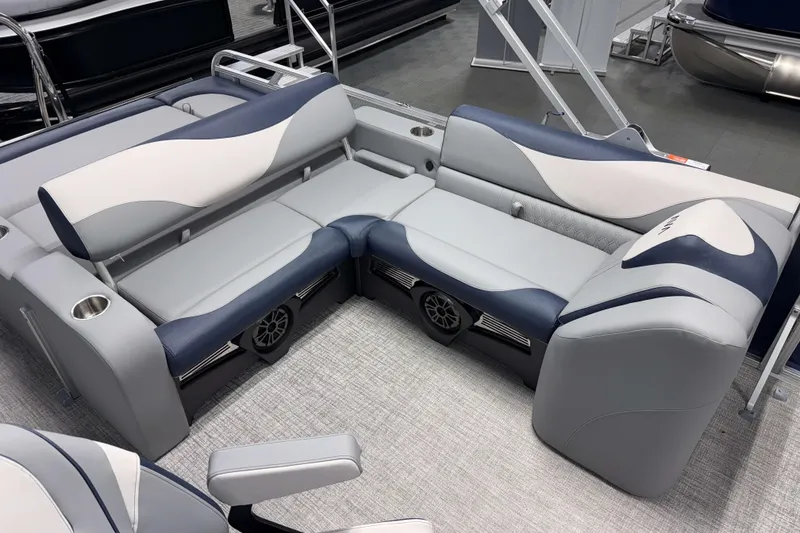 Slide: The Image of Luxurious seating on 2026 Avalon LSZ 2385 VRB pontoon boat, featuring modern design and comfort. - 23