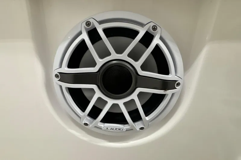 Slide: The Image of JL Audio speaker on 2023 Everglades 285 Center Console boat. - 33