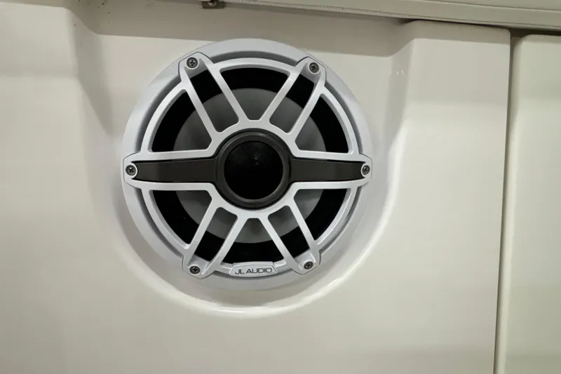 Slide: The Image of JL Audio speaker on 2023 Everglades 285 Center Console boat. - 34