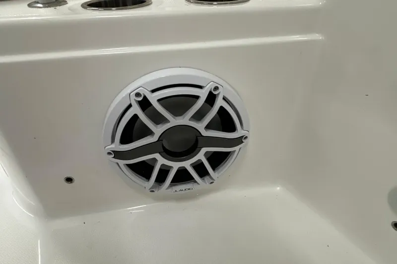Slide: The Image of Speaker on 2023 Everglades 285 Center Console boat, featuring JL Audio design. - 35