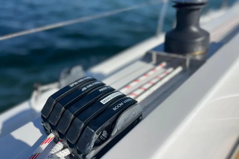 Slide: The Image of Close-up of sailing equipment on a 2026 Hanse 360 yacht deck. - 43