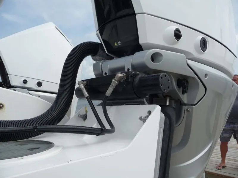 Slide: The Image of Close-up of 1985 Wellcraft Scarab 34 boat engine components. - 11