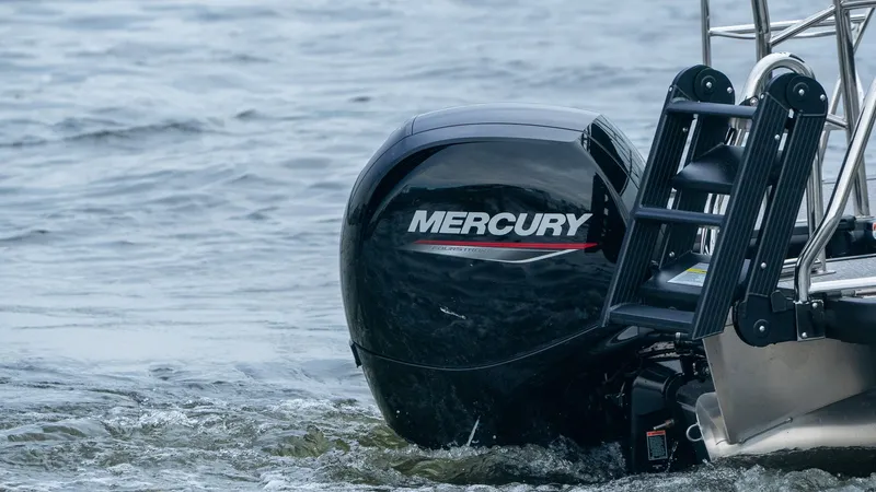 Slide: The Image of Harris Cruiser 230 with Mercury engine on water, year 2026. - 11