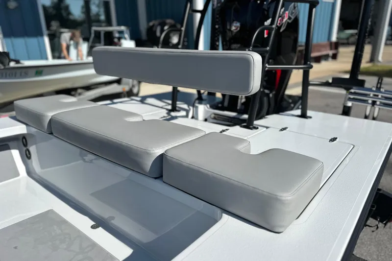 Slide: The Image of 2025 East Cape VHP boat with sleek gray seating and modern design. - 14