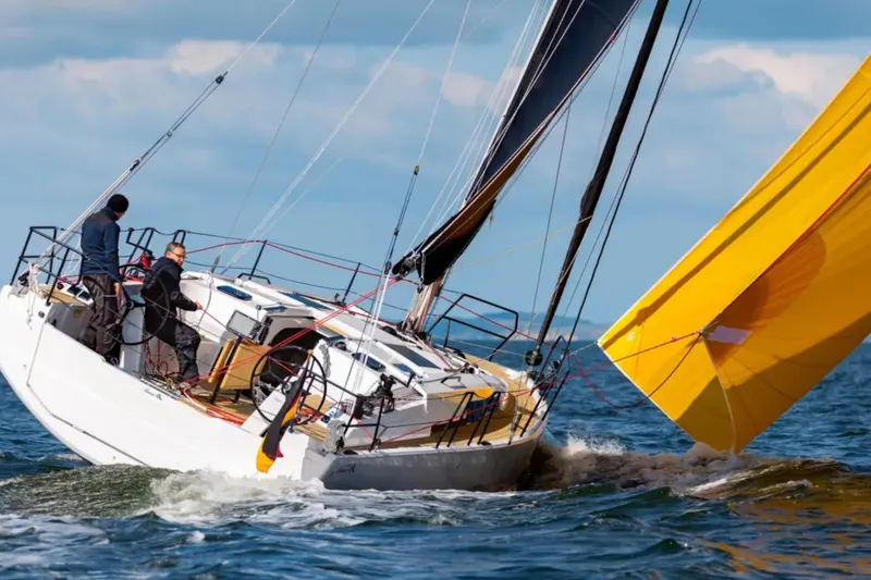 The Image of Sailing yacht Hanse 360 ST 2026 with vibrant yellow sail on open water. - 0