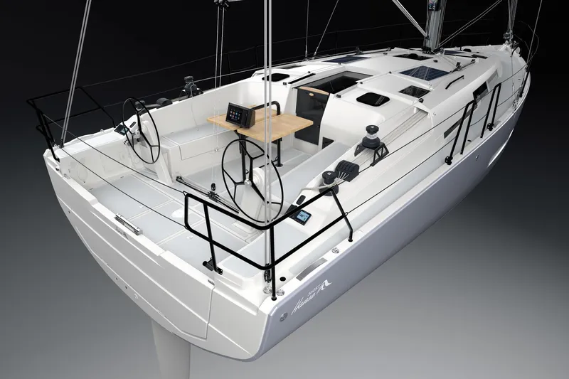 Slide: The Image of 2026 Hanse 360 ST sailboat with sleek design and modern cockpit layout. - 7