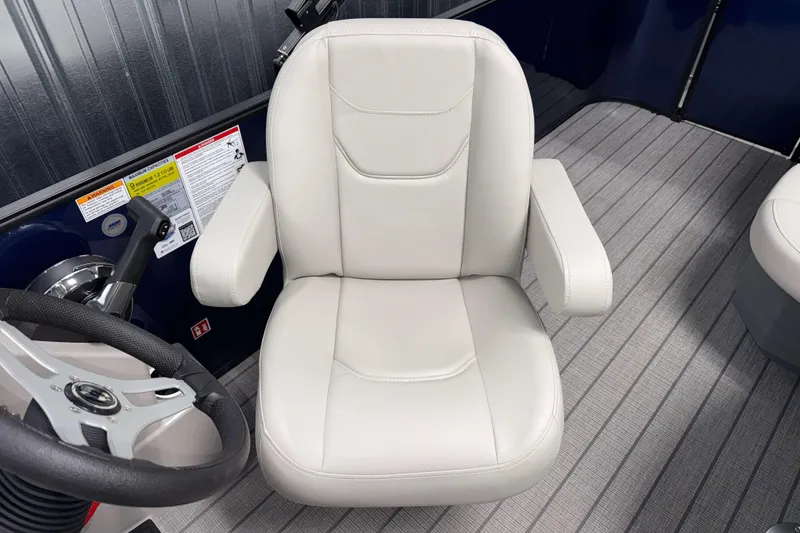 Slide: The Image of Captain's chair on 2026 Sylvan Mirage 820 Cruise boat, featuring sleek design and comfortable seating. - 8