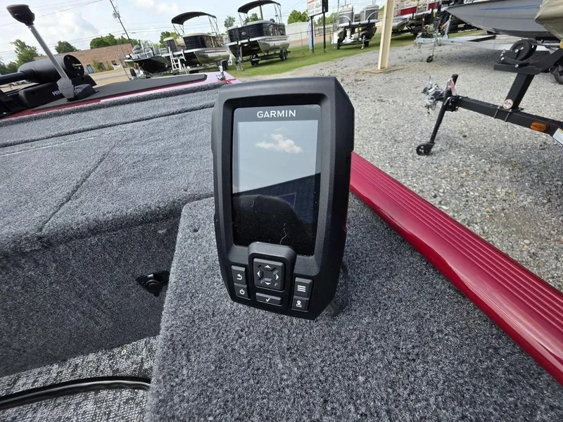 Slide: The Image of Garmin device on 2025 Tracker Panfish™ 17 boat, showcasing advanced navigation technology. - 13