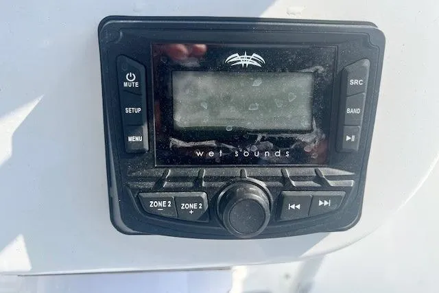 Slide: The Image of Boat audio control panel on 2024 Savannah SS21, featuring Wet Sounds system. - 7