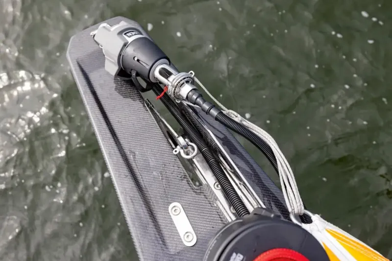 Slide: The Image of Close-up of Hanse 360 ST 2026 yacht's carbon fiber bow with rigging details. - 22