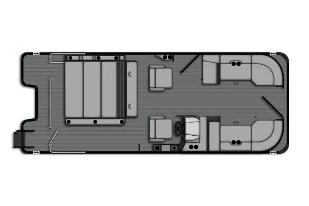 Slide: The Image of 2026 Bentley Pontoons Legacy 243 Swingback interior with luxurious seating and steering wheel. - 11