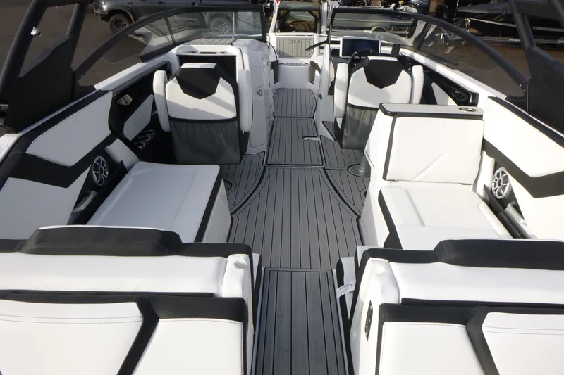 Slide: The Image of Luxurious interior of 2026 Yamaha Boats 252S with sleek seating and modern design. - 6