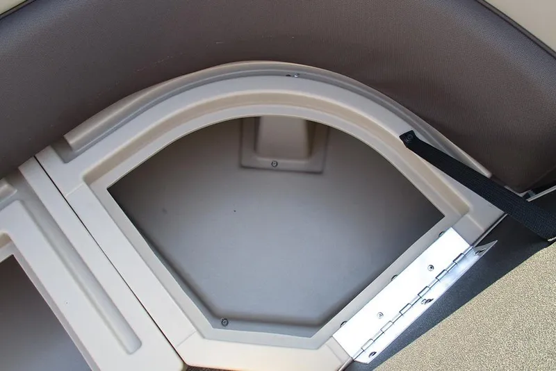 Slide: The Image of Storage compartment in 2026 Bentley Pontoons Fish 243 N-Cruise boat interior. - 13
