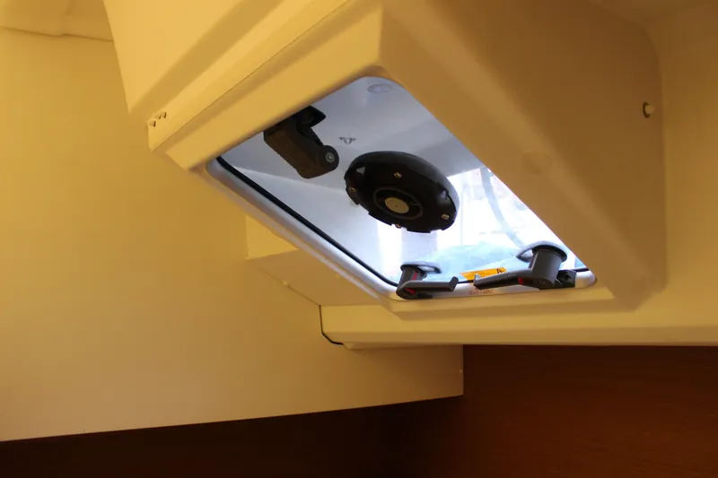 Slide: The Image of Hatch interior of 2015 Jeanneau Sun Odyssey 349 sailboat, showcasing design details. - 38