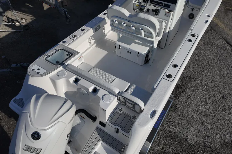 Slide: The Image of 2026 Sea Fox 248 Commander boat interior with seating and Yamaha 300 engine. - 5