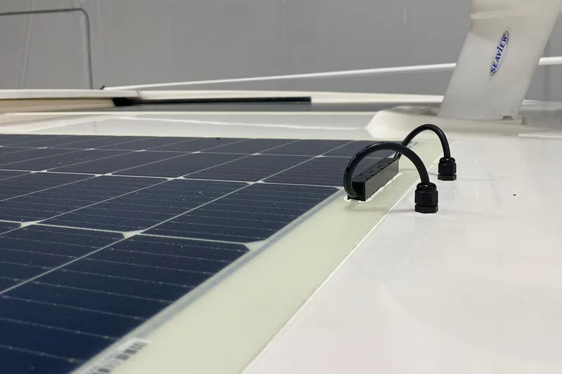 Slide: The Image of Solar panels on 2017 Tiara Yachts C39 Coupe, showcasing sustainable marine technology. - 21